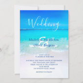 Invitation Beach Océan Bleu Tropical Destination Mariage (Dos)
