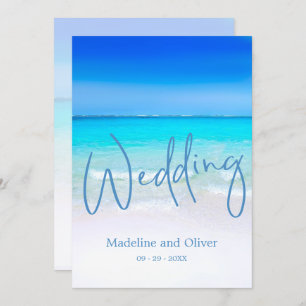 Invitation Beach Ocean Blue Sand Mariage moderne