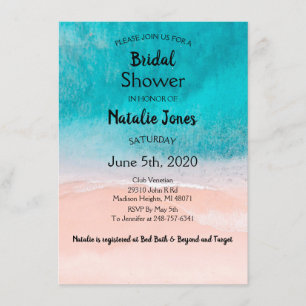 Invitation Beach Ocean Blue Wedding shower