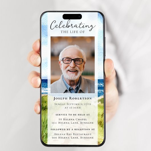 Invitation Beach Ocean Photo Funérailles Digital Evite