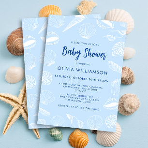 Invitation Beach Ocean Sea Shells Boy Baby shower