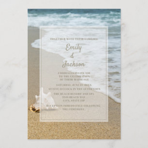 Invitation Beach Ocean Seashell Sandy Beach Wedding