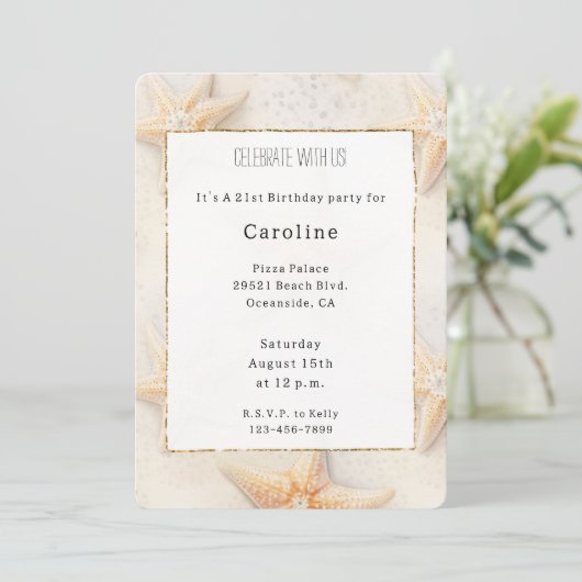 Invitation Beach Ocean Starfish Anniversaire (Debout devant)