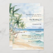 Invitation Beach ocean tropical palm destination wedding (Devant / Derrière)