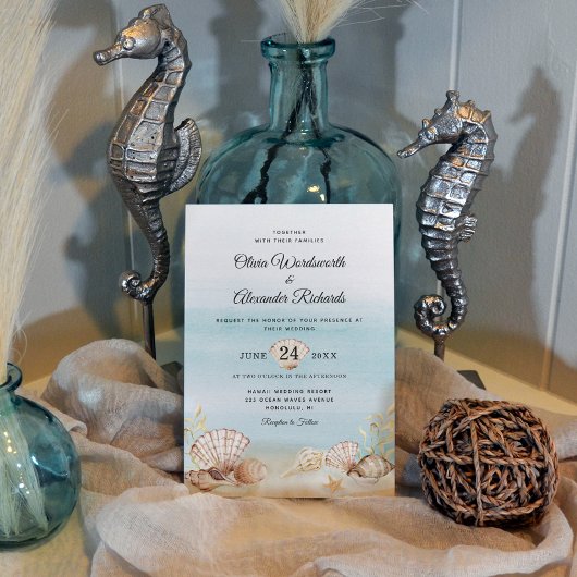 Invitation Beach Ocean Tropical Watercolor Mariage