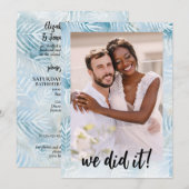 Invitation Beach Palm Feuilles juste marié Photo Tropical (Devant / Derrière)