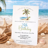Invitation Beach Palm Tree 25th Birthday