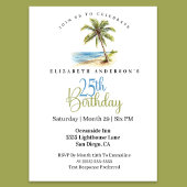 Invitation Beach Palm Tree 25th Birthday