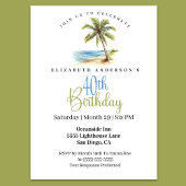 Invitation Beach Palm Tree 40th Birthday