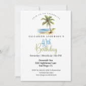 Invitation Beach Palm Tree 40th Birthday (Devant)