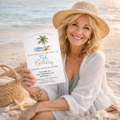 Invitation Beach Palm Tree 75th Birthday