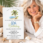 Invitation Beach Palm Tree 80th Birthday