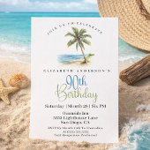 Invitation Beach Palm Tree 90th Birthday