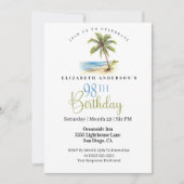Invitation Beach Palm Tree 98th Birthday (Devant)