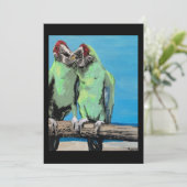 Invitation ‘Beach Parrots’ Painting on a Small-Scale Print  (Debout devant)