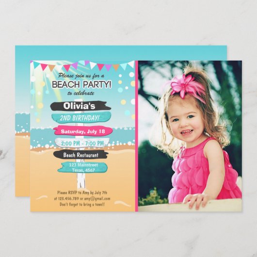 Invitation Beach Party (Devant / Derrière)