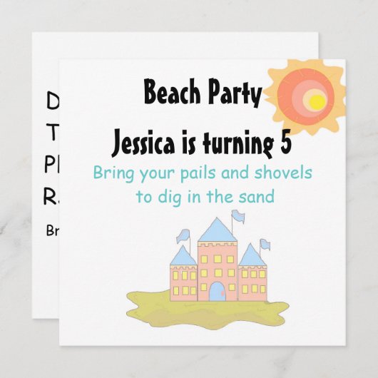 Invitation Beach Party (Devant / Derrière)