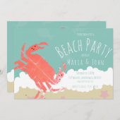 Invitation Beach Party Crabe Sable Ocean Waves (Devant / Derrière)