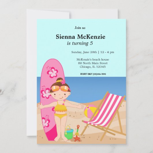 Invitation Beach Party (Fille) (Devant)