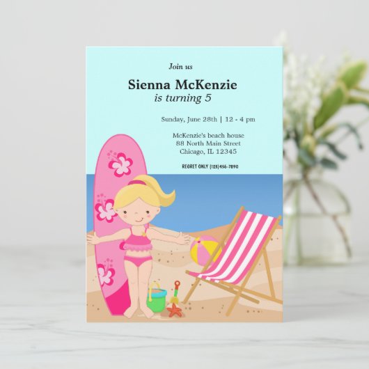 Invitation Beach Party (Fille) (Debout devant)