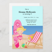 Invitation Beach Party (Fille) (Devant / Derrière)