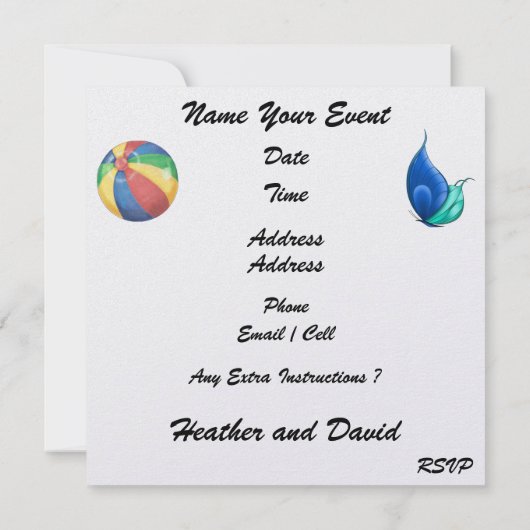 Invitation Beach Party / Mariage / Graduation - SRF (Dos)