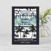 Invitation Beach Party Palm Trees Tropical Vert Vintage (Debout devant)