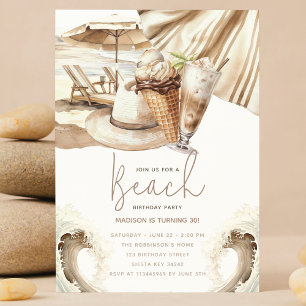 Invitation Beach Party Pastel Sand Anniversaire