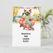 Invitation Beach Party Siamese Chat Beach Tropical été (Debout devant)