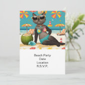 Invitation Beach Party Siamese Chat Beach Tropical été (Debout devant)