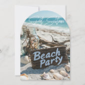Invitation Beach Party Sweet 16 coquillages de sable (Devant)