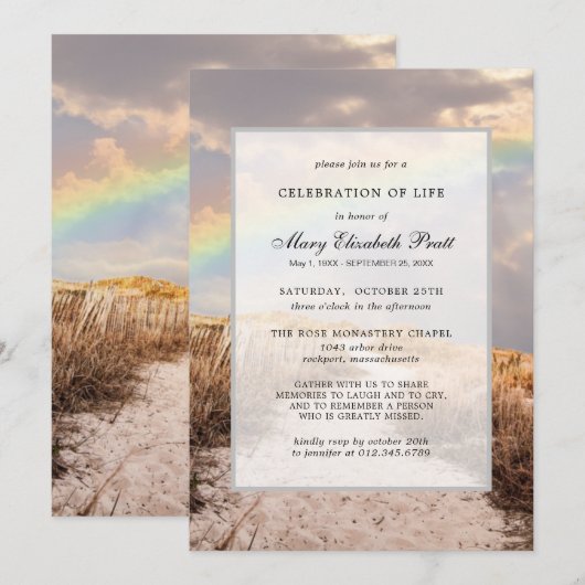 Invitation Beach Path et Rainbow Celebration of Life (Devant / Derrière)