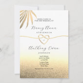 Invitation Beach Photo Gold Wedding (Devant)
