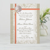 Invitation Beach Romance Burlap et Lace Mariage Coral (Debout devant)