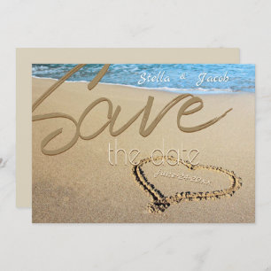 Invitation Beach Sand Heart Bold Enregistrer la date