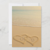 Invitation Beach Sand Hearts Monogram Tropical Wedding  (Dos)