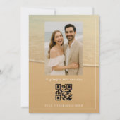 Invitation Beach Sand Hearts Tropical Photo QR Code Wedding  (Dos)