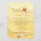 Invitation Beach Sand Seashell Beach Fête des mariées (Devant / Derrière)