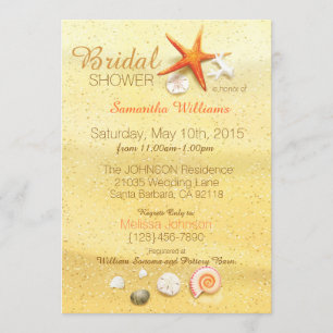 Invitation Beach Sand Seashell Beach Fête des mariées