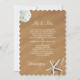 Invitation Beach Sand Seashs Réception Newlysée