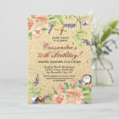 Invitation Beach Sand Shells Aquarelle Floral 50e Anniversair (Debout devant)