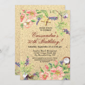 Invitation Beach Sand Shells Aquarelle Floral 50e Anniversair (Devant / Derrière)
