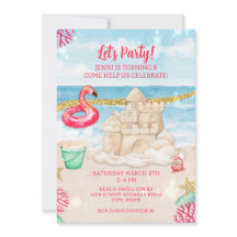 Beach Sandcastle Flamant rose Anniversaire Fête Té
