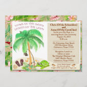 Invitation Beach Sea Shell Palm Tree Sea Floral Mariage (Devant / Derrière)