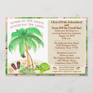 Invitation Beach Sea Shell Palm Tree Sea Floral Mariage