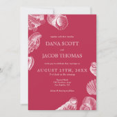Invitation Beach Sea Shell Viva Magenta Mariage d'été (Devant)
