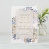 Invitation Beach Sea Shells Elegant Modern QR Code Wedding (Debout devant)