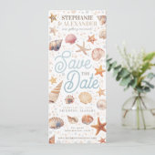 Invitation Beach Sea Shells Sauvez La Date Photo Signet (Debout devant)