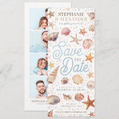 Invitation Beach Sea Shells Sauvez La Date Photo Signet (Devant / Derrière)