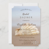 Invitation Beach Seashell, Fête des mariées des coeurs (Devant)